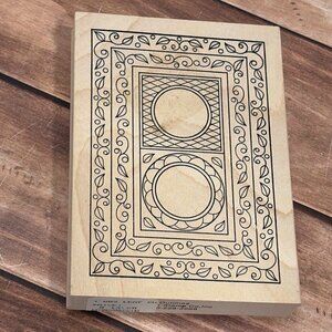 RARE HTF OUTLINES I602 LEAF PHOTO FRAME WOOD MOUNTED RUBBER STAMP